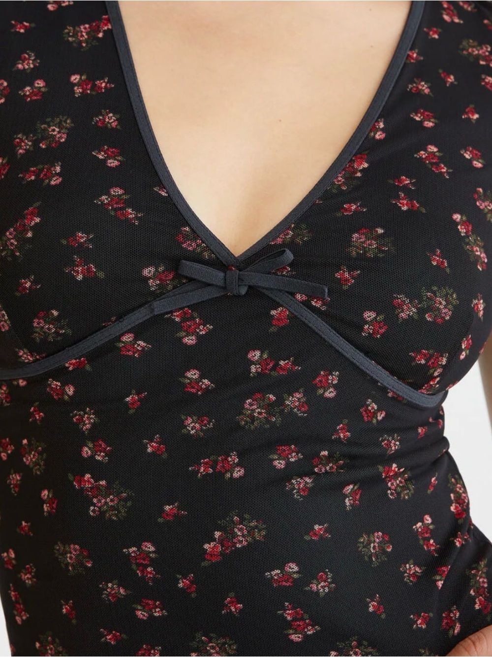 Aeropostale Black Chemise with Red Floral Print